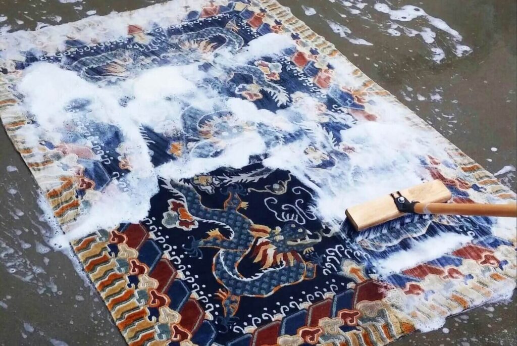 what do professionals use to clean Oriental rugs