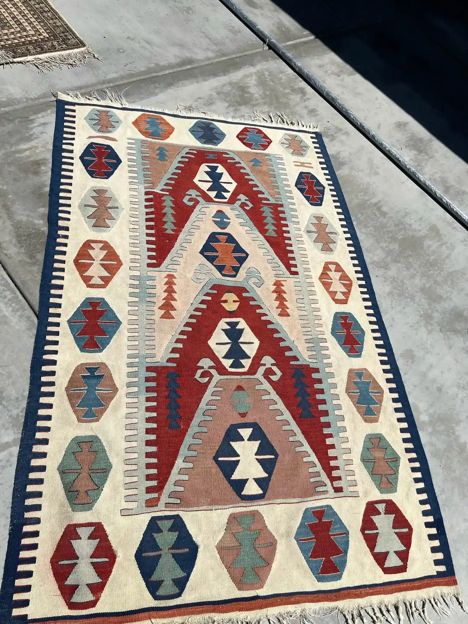 Delicate patterned wool area rug cleaned and prepared for drying by Under The Rug Floor Care